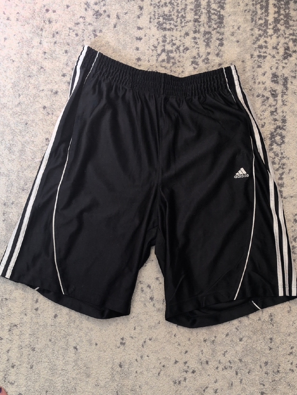 Adidas Men's Black Athletic Shorts with White Trim